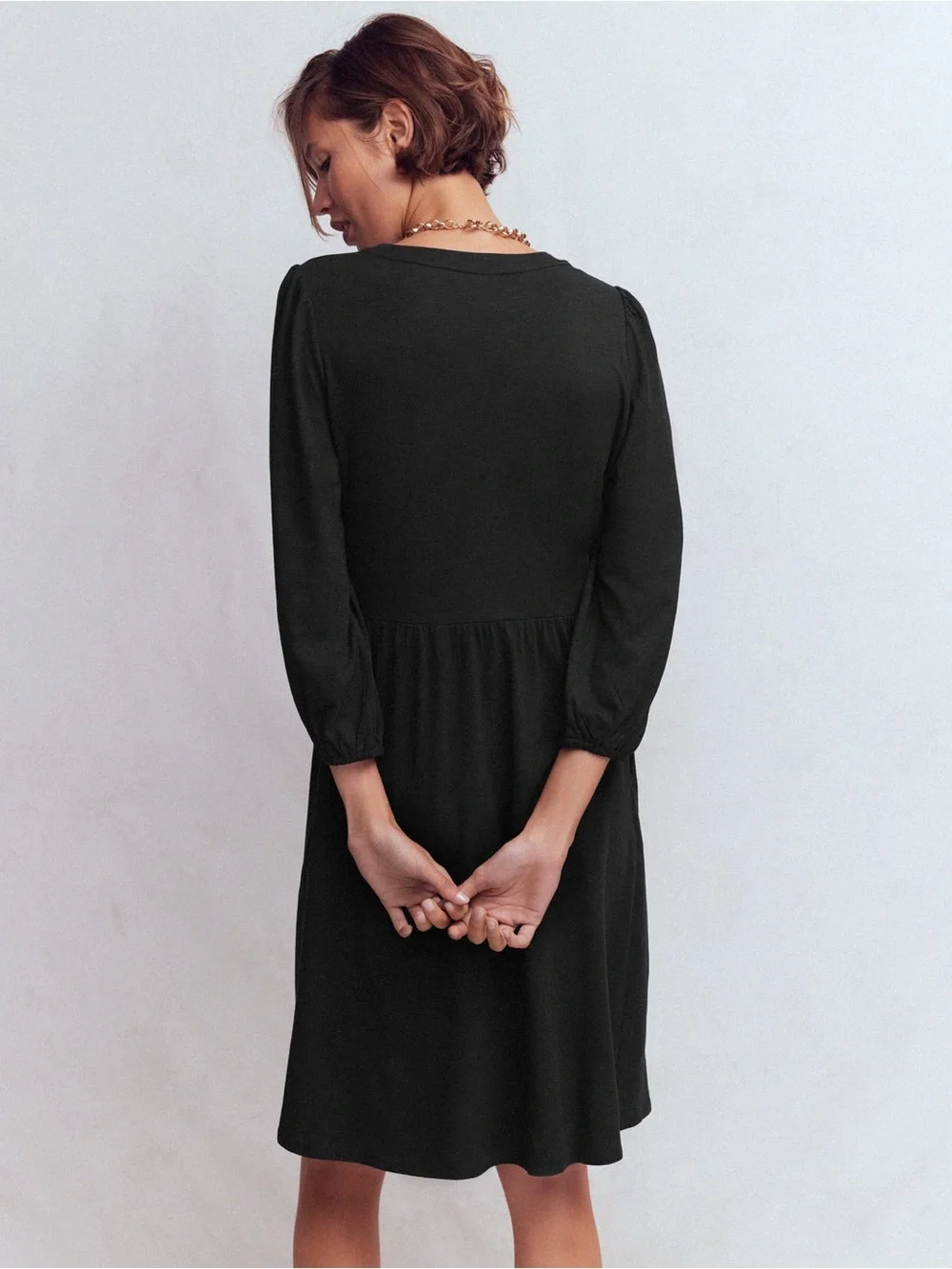 Cathy Notch Neck Jersey Dress